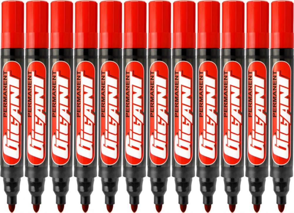 12x Marker permanentny Kamet, Gigant, okrągła, 5.2mm czerwony