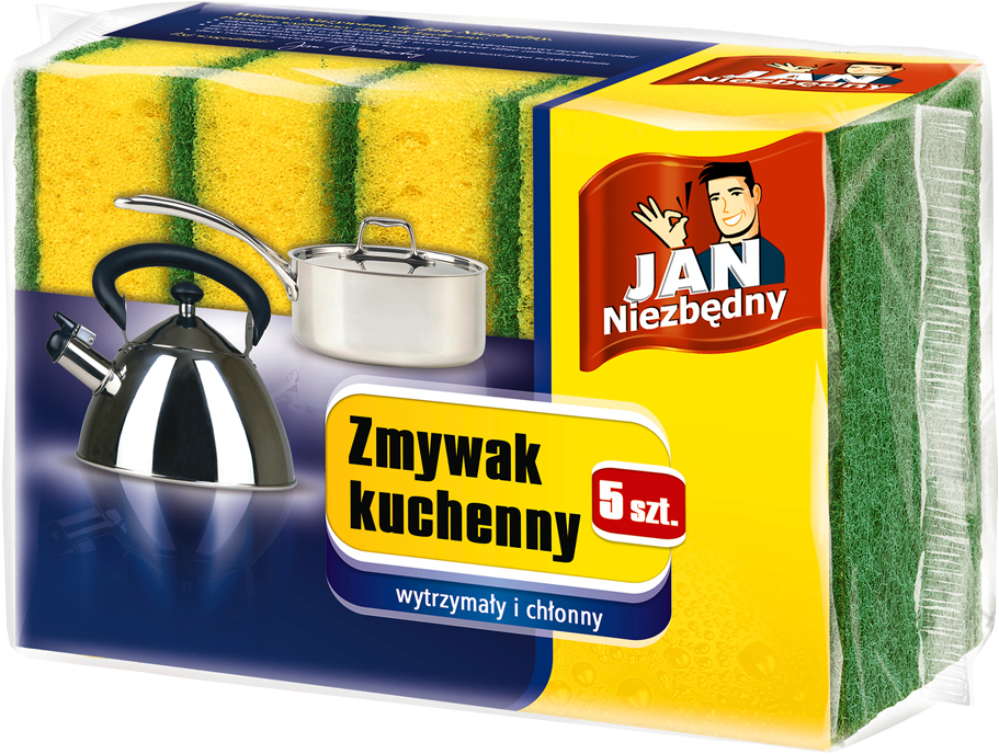 Zmywak kuchenny Jan Niezbędny, 10x5x3cm, 5 sztuk, żółty