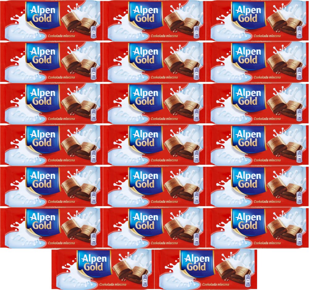 20x Czekolada Alpen Gold, mleczna, 80g
