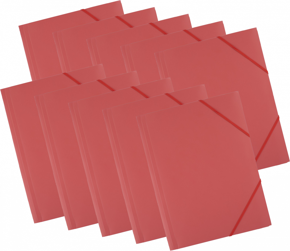 10x Teczka plastikowa z gumką D.Rect, A4, 40mm, czerwony
