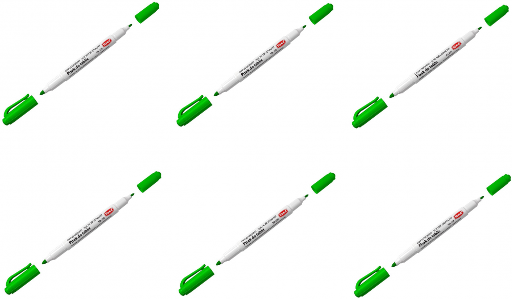 6x marker suchościeralny Toma, 270, dwustronny, okrągła, 0.8/1.5 mm, zielony