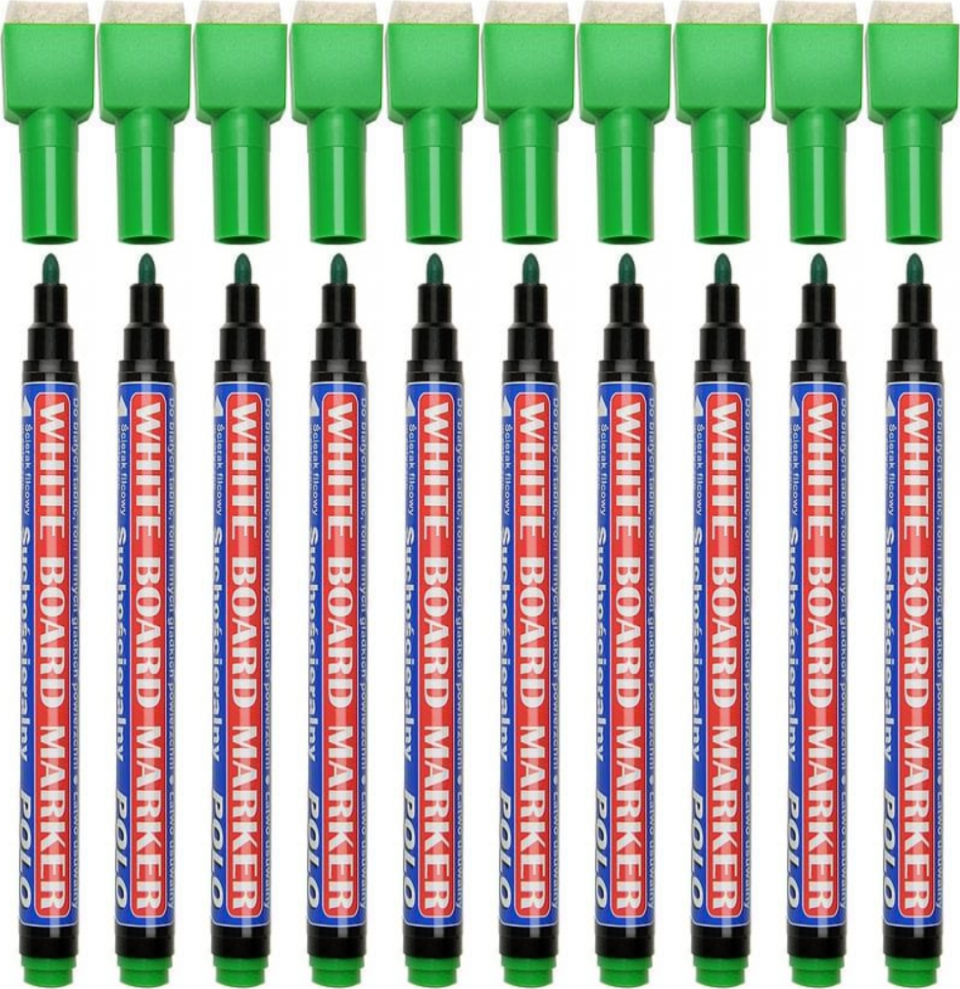 10x Marker suchościeralny Kamet Polo, okrągła, 2 mm, zielony