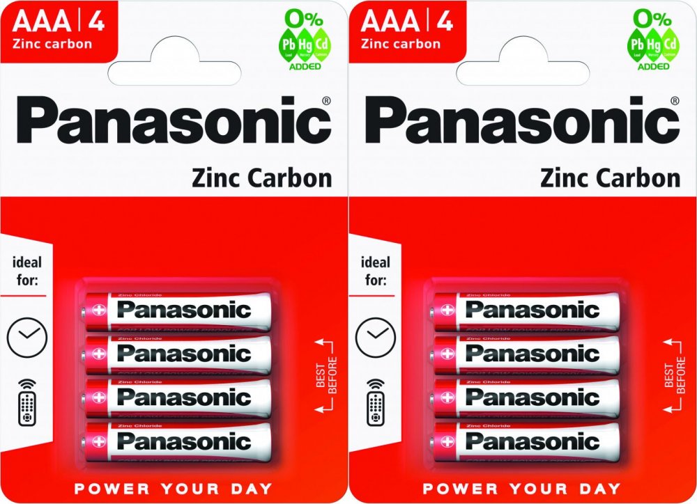 2x Bateria cynkowo-węglowa Panasonic, 1.5V, AAA/R3, 4 sztuki