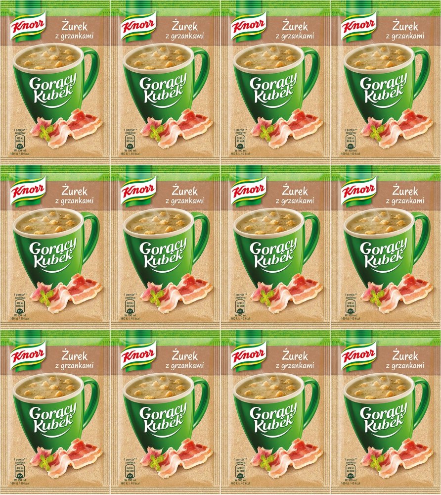 12x Zupa Knorr Gorący Kubek, żurek z grzankami, 17g