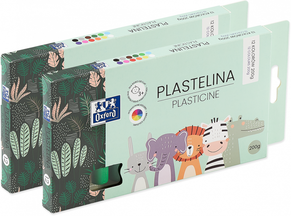 2x Plastelina Oxford Kids, mix kolorów, 12 kolorów, 200 g