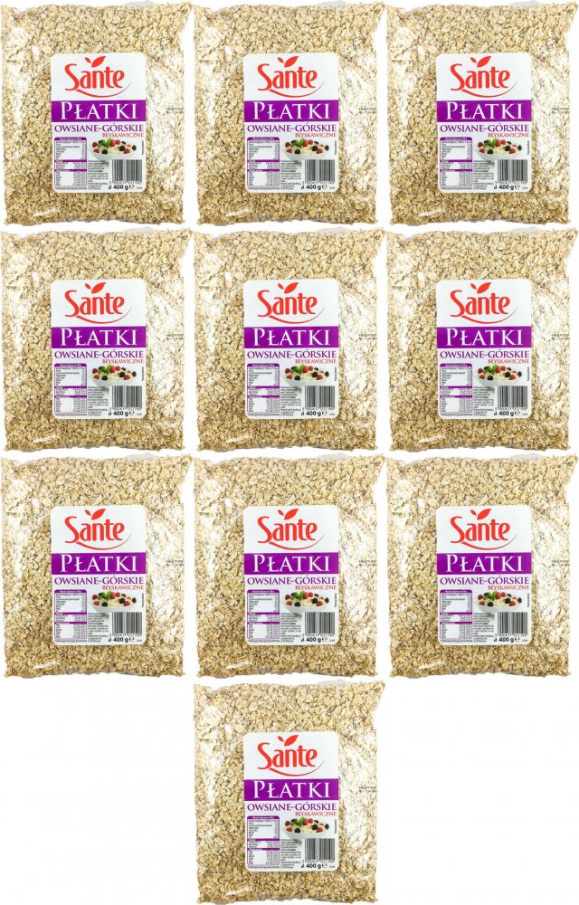 10x Płatki owsiane Sante, górskie, błyskawiczne, 400g