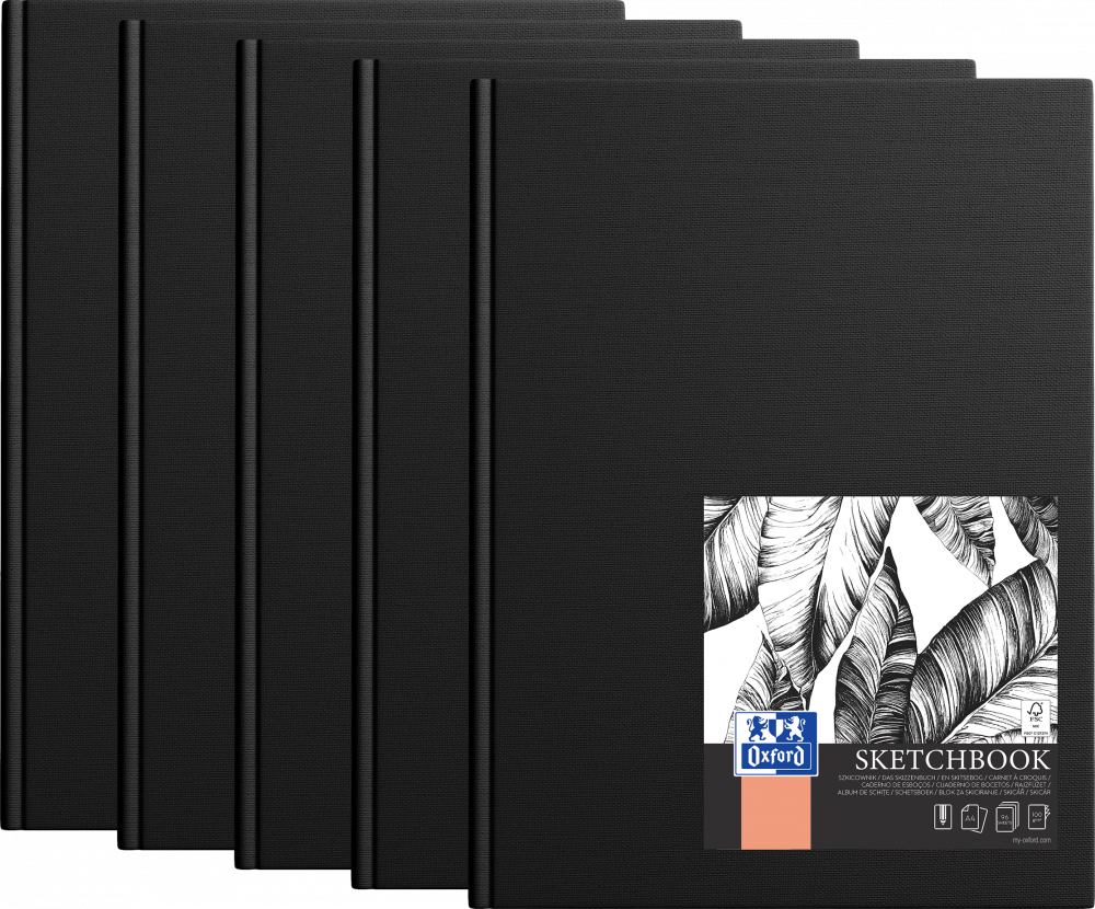 5x Szkicownik Oxford Sketchbook, A4, 96 kartek, ecru