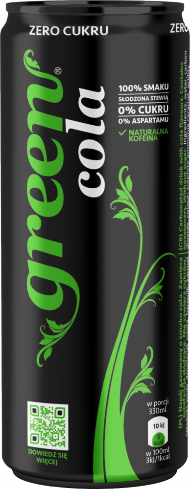 Outlet: USZKODZONE OPAKOWANIE Napój gazowany Green Cola Zero, puszka, 0.33l