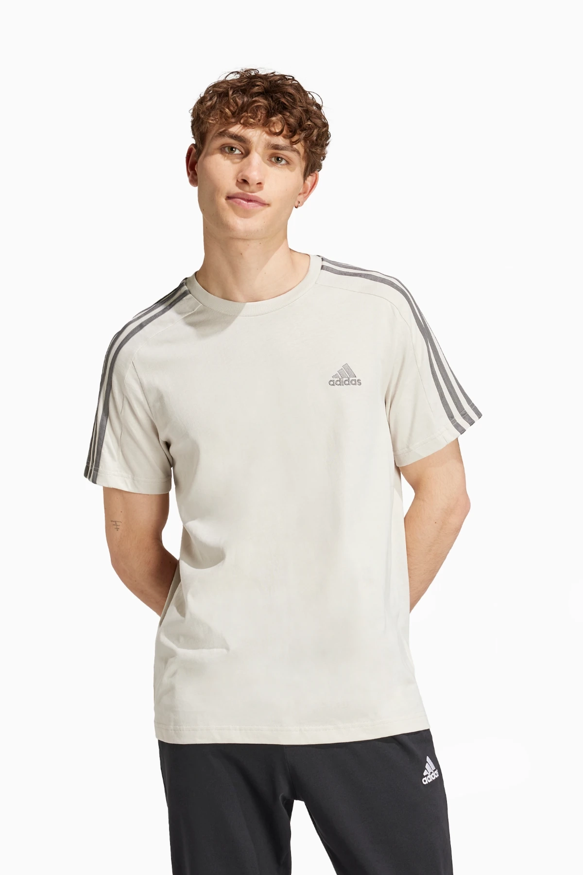 Koszulka adidas Essentials Single 3S Tee - Beżowy