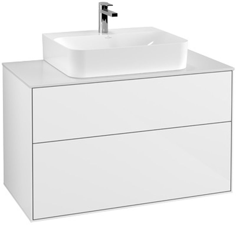 Villeroy & Boch Finion szafka 100 cm podumywalkowa wisząca Glass White Matt/Glossy White Lacquer F10100GF