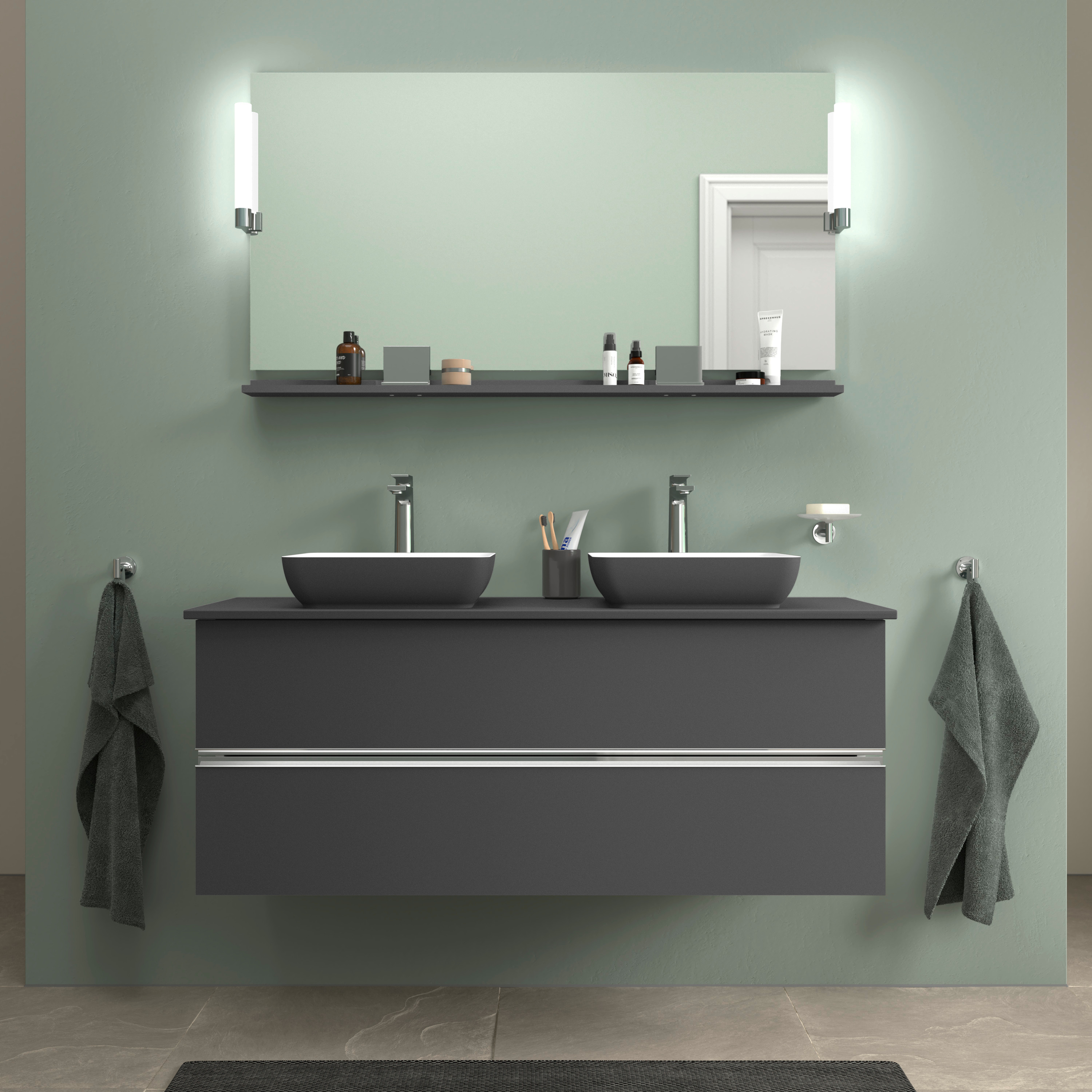 Duravit Sivida szafka 131,5x47,5x54,8 cm podumywalkowa wisząca grafitowa-chrom SV4661010490000