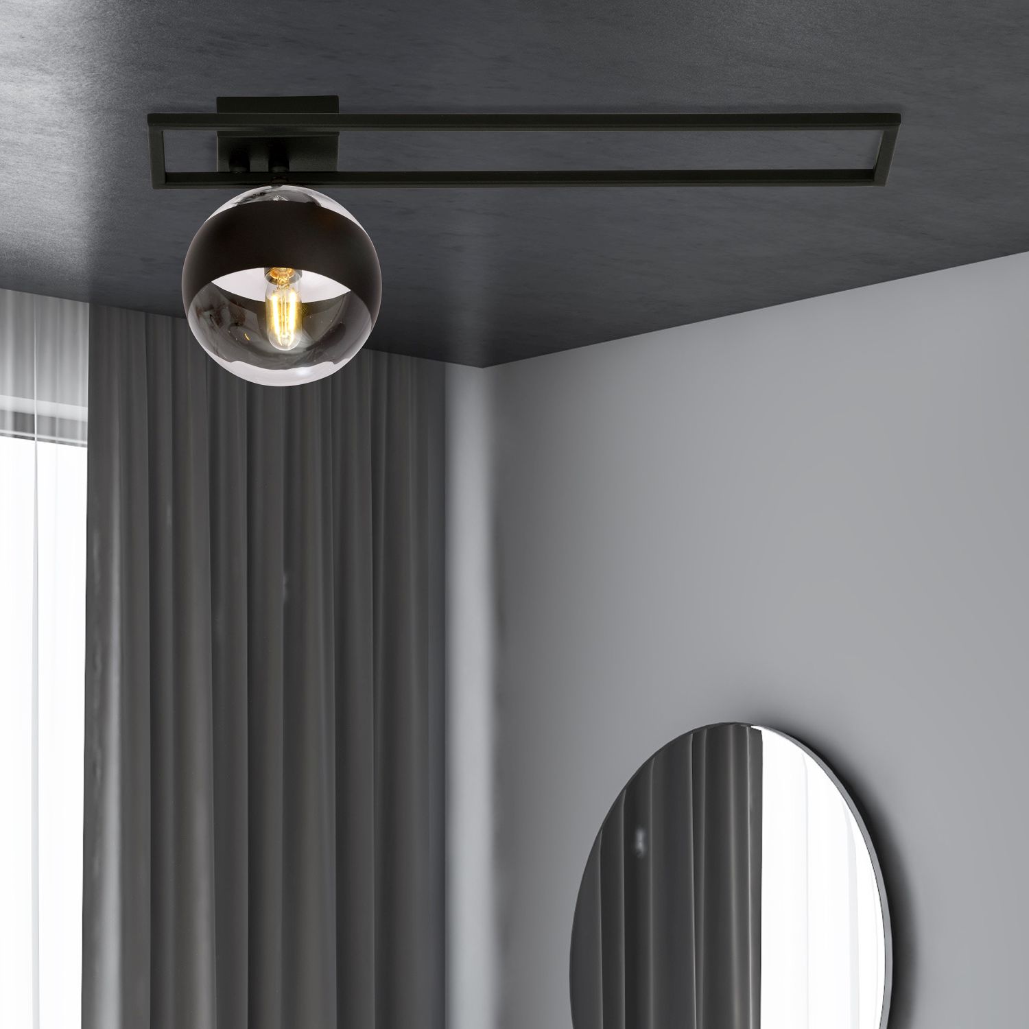Emibig Imago Stripe lampa podsufitowa 1x10 W czarna-przezroczysta 1132/1C