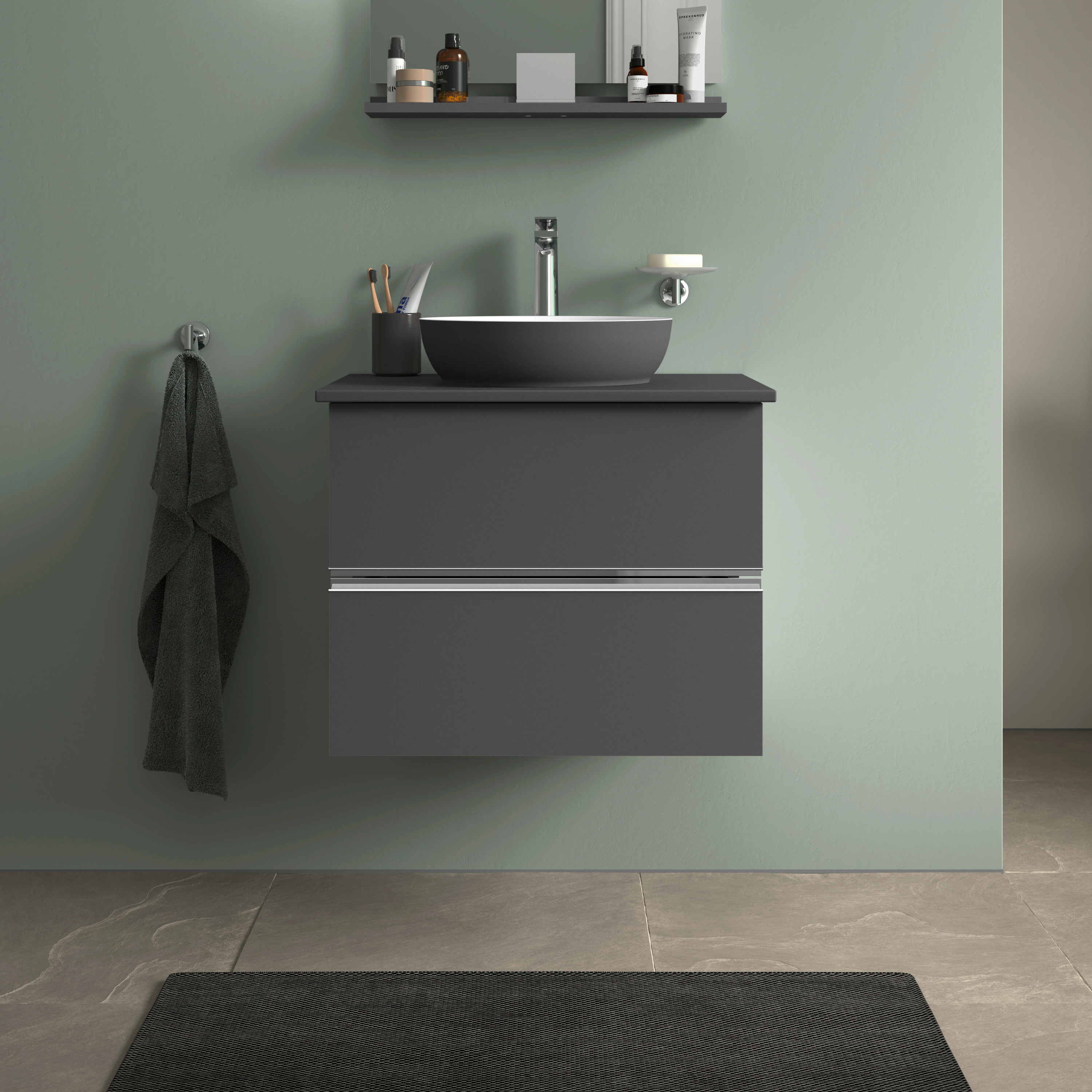 Duravit Sivida szafka 64,5x47,5x54,8 cm podumywalkowa wisząca grafitowa-chrom SV4657010490000