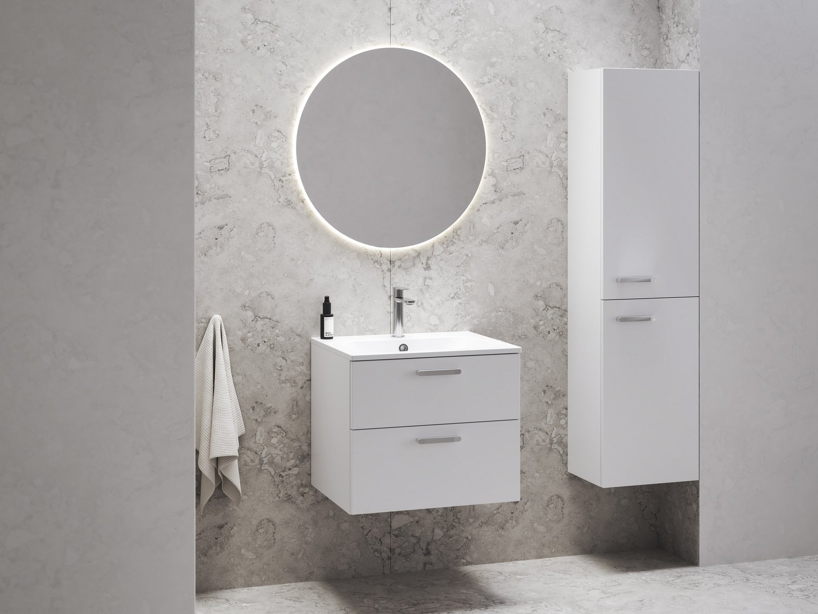 Ravak Chrome szafka 39x29x150 cm boczna wisząca SB 390 wysoki słupek prawy biały/biały, uchwyt chrom X000000543 - Wysyłka w 24h