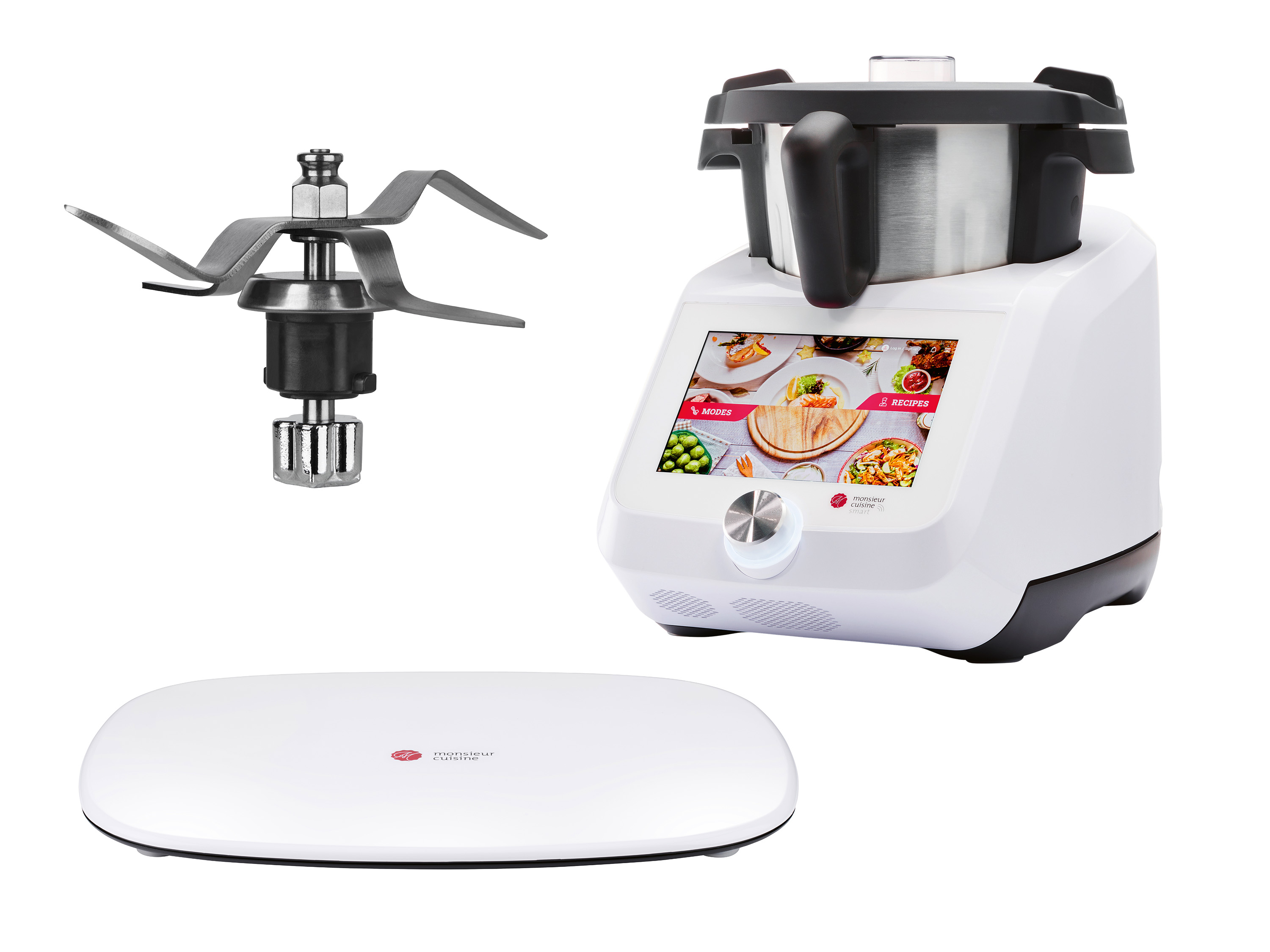 Silvercrest Kitchen Tools Zestaw Termorobot MC Smart z Wi-Fi, 1200 W, biały z nożem miksującym i podstawką