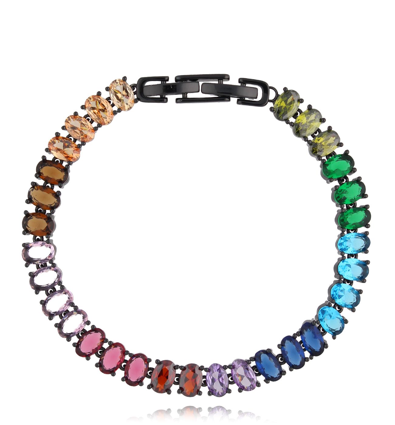 Bransoletka tenisowa kolorowa z kryształkami Multicolor Cristals BSS0182 - By Dziubeka