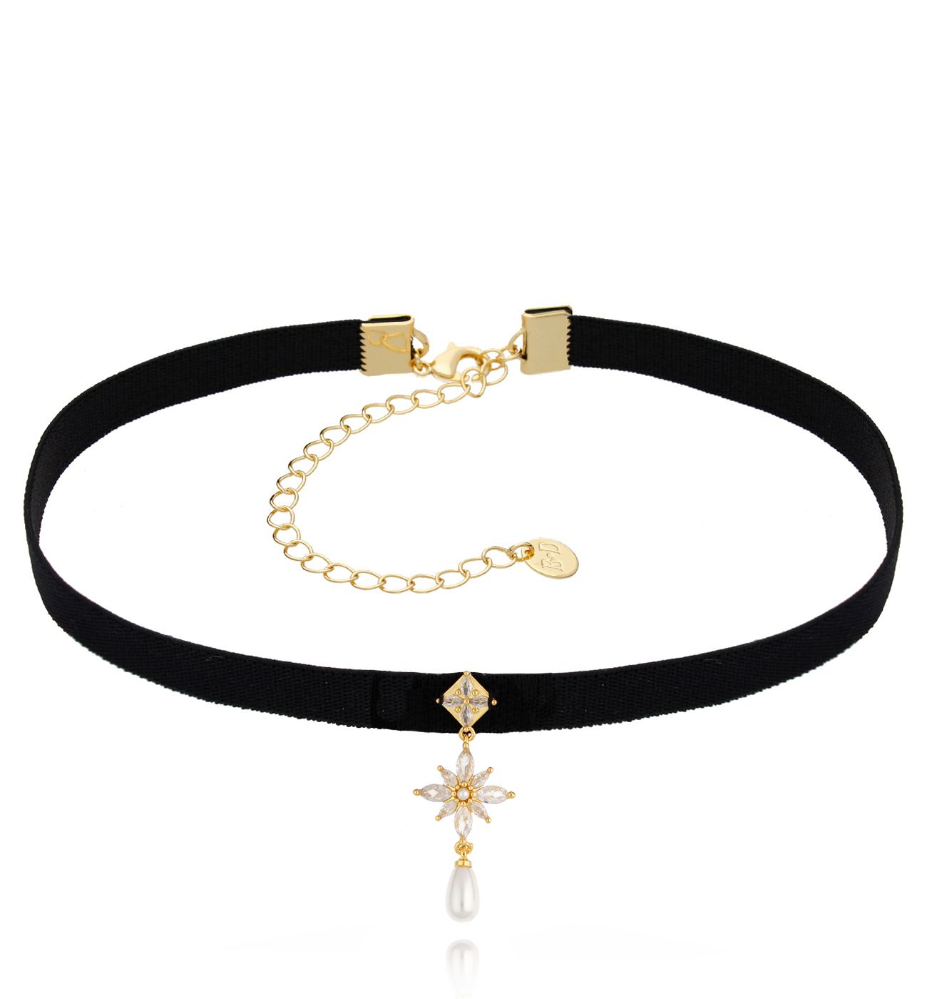 Naszyjnik choker czarny z perłą Stunning - By Dziubeka