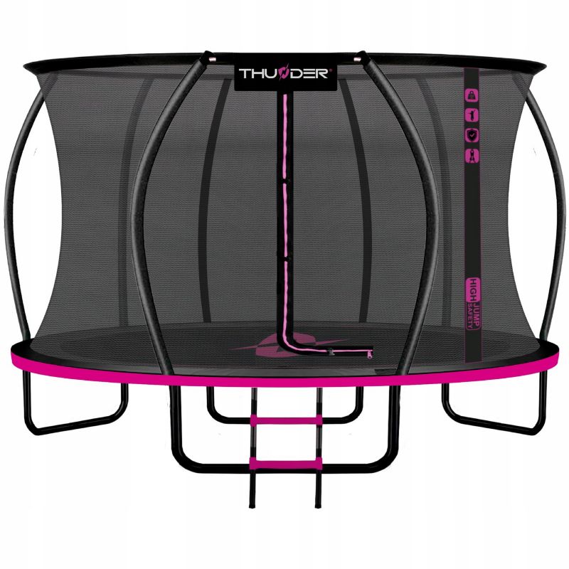 Trampolina ogrodowa THUNDER 12ft 366 cm z siatką i drabinką profesjonalna łatwy montaż 1szt.