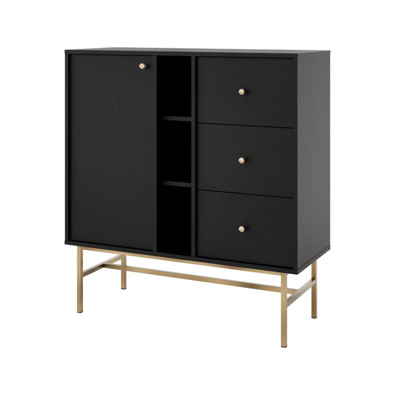 Komoda z szufladami Bonni Sakai 3 1F 3S T824 Czarny 1 szt.