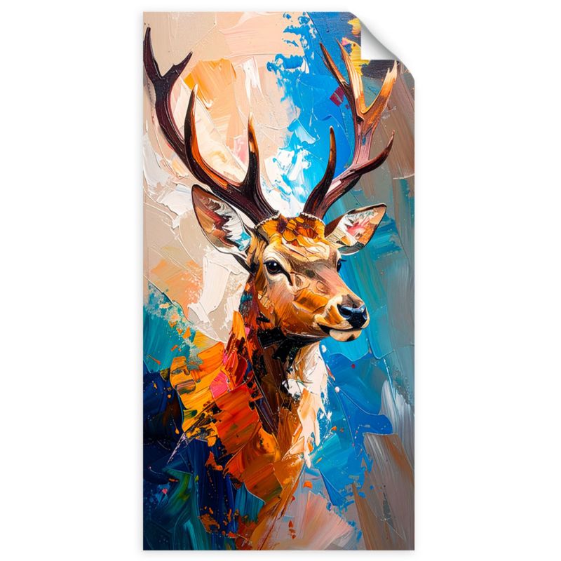 Naklejki samoprzylepne do salonu sypialni Feeby Jeleń Natura imitacja farby 80x160cm 1szt