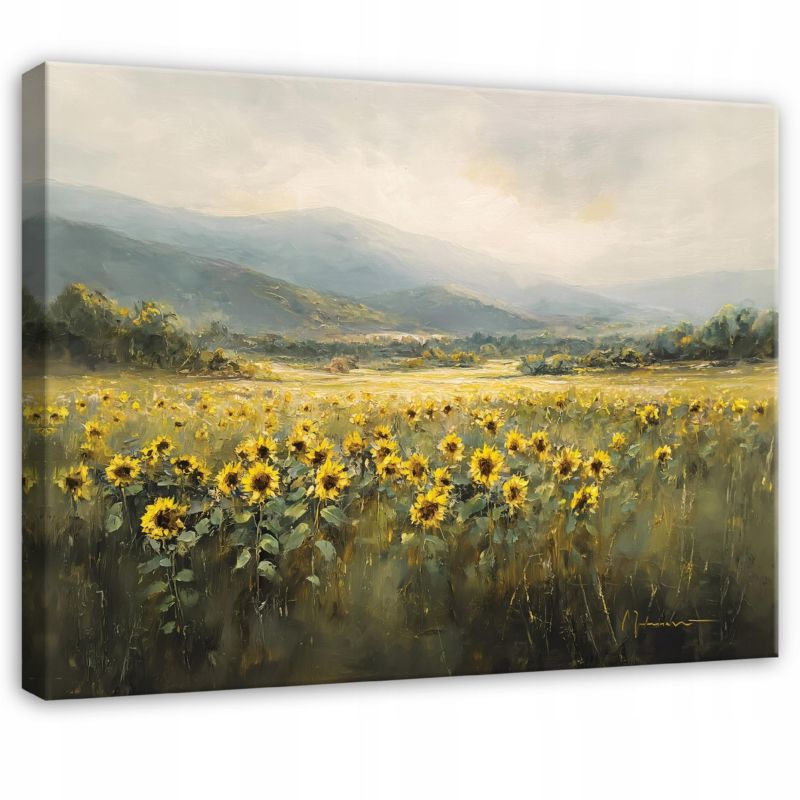 Obraz Słoneczniki Kwiaty Pastele WALLARENA 100x70 cm Obraz Ścienny Do Sypialni Salonu Na Płótnie Canvas 1 szt.