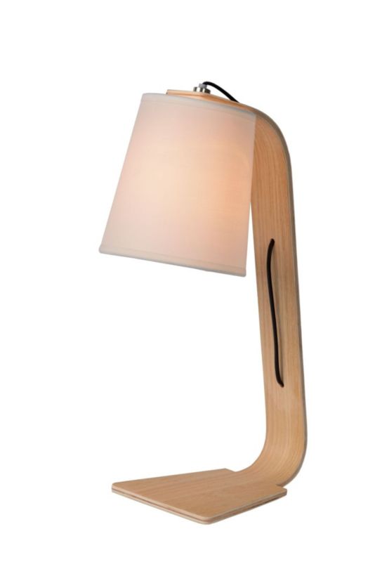 Lampka biurkowa Lucide Nordic brązowo-biała 1 x E14 x 18W IP20 wym: 45 x 15 x 19.5 cm drewno - 1 szt.