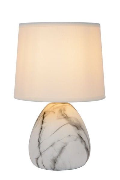 Lampka stołowa Lucide Marmo biała 1 x E14 x 40W IP20 wym: 25.5 x 16 x 16 cm ceramika - 1 szt.