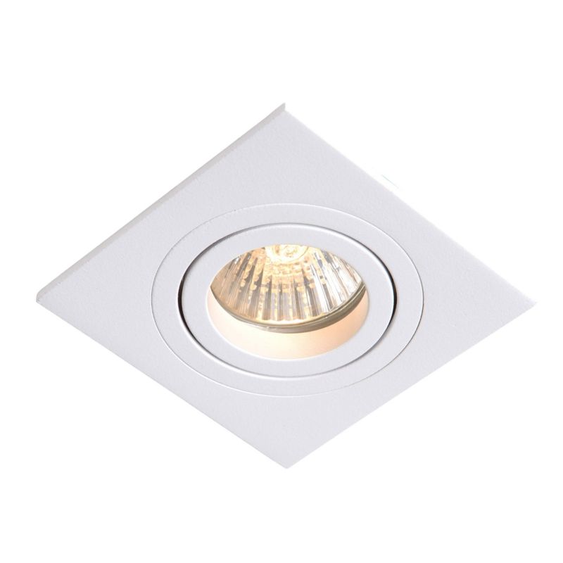 Oprawa sufitowa wpuszczana Light Prestige Metis biała ruchoma 1 x GU10 x 50W IP20 wym: 2,5 x 9,15 x 9,15 cm kwadratowa - 1 szt.