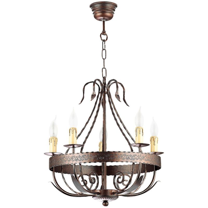 Żyrandol Luminex Loara miedziana patyna-złoty świecznikowy 5 x E14 x 15W IP20 wym: 76 x 60 x 60 cm - 1 szt.
