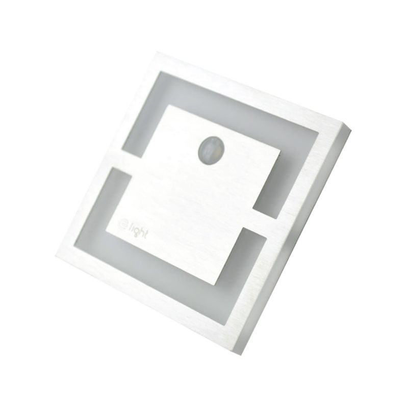 Oprawa schodowa Eko-Light Quadro biało-srebrna LED 0.6W 4000K 14lm czujnik ruchu IP20 wym: 7,5 x 2,3 cm kwadratowa - 1 szt.