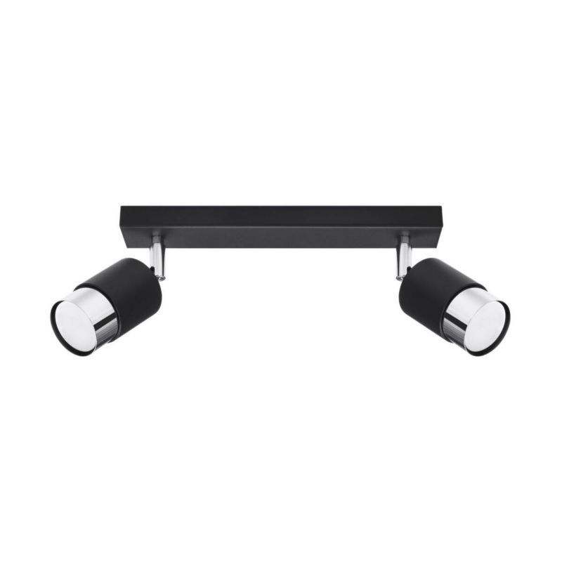 Lampa sufitowa Sollux Lighting Nero czarna-chromowana 2 x GU10 x 10W wym: 18 x 5 x 30 cm - 1 szt.