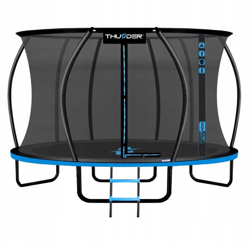 Trampolina ogrodowa THUNDER 12ft 366 cm z siatką i drabinką duża i bezpieczna 1szt.