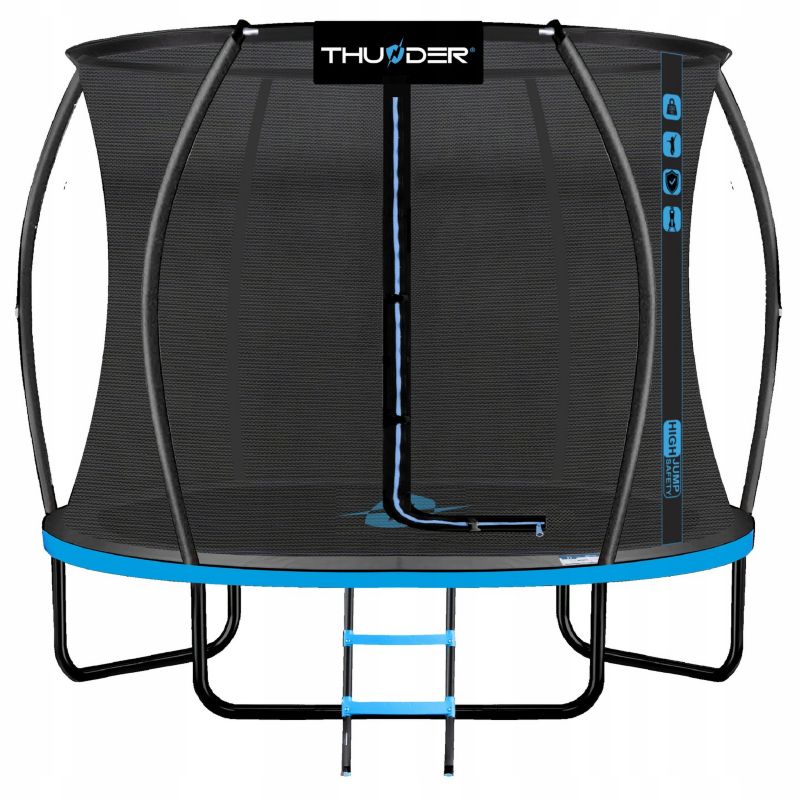 Trampolina ogrodowa THUNDER 10ft 305 cm z siatką i drabinką bezpieczna zabawa dla dzieci 1szt.