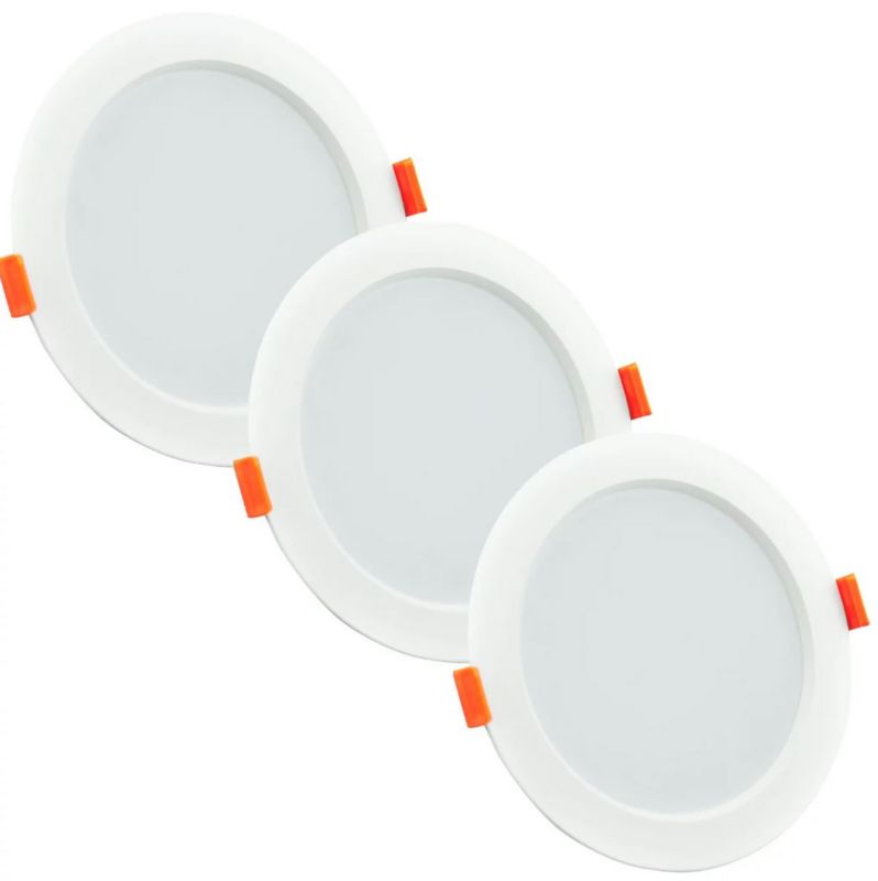 Oprawa sufitowa wpuszczana Polux Miro łazienkowa biała LED 6W 3000K 3x420lm IP44 wym: 3,9 x 11 x 11 cm okrągła - 3 szt.