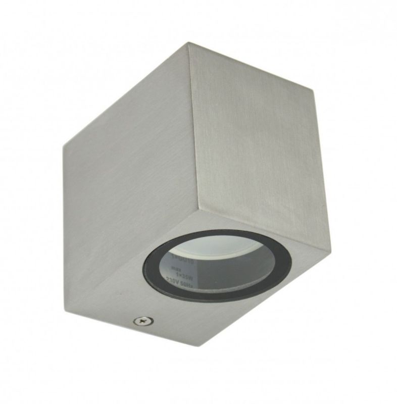 Kinkiet ścienny zewnętrzny SU-MA Mini szczotkowane aluminium 1 x GU10 x IP44 wym: 8 x 6,8 x 9,2 cm - 1 szt.