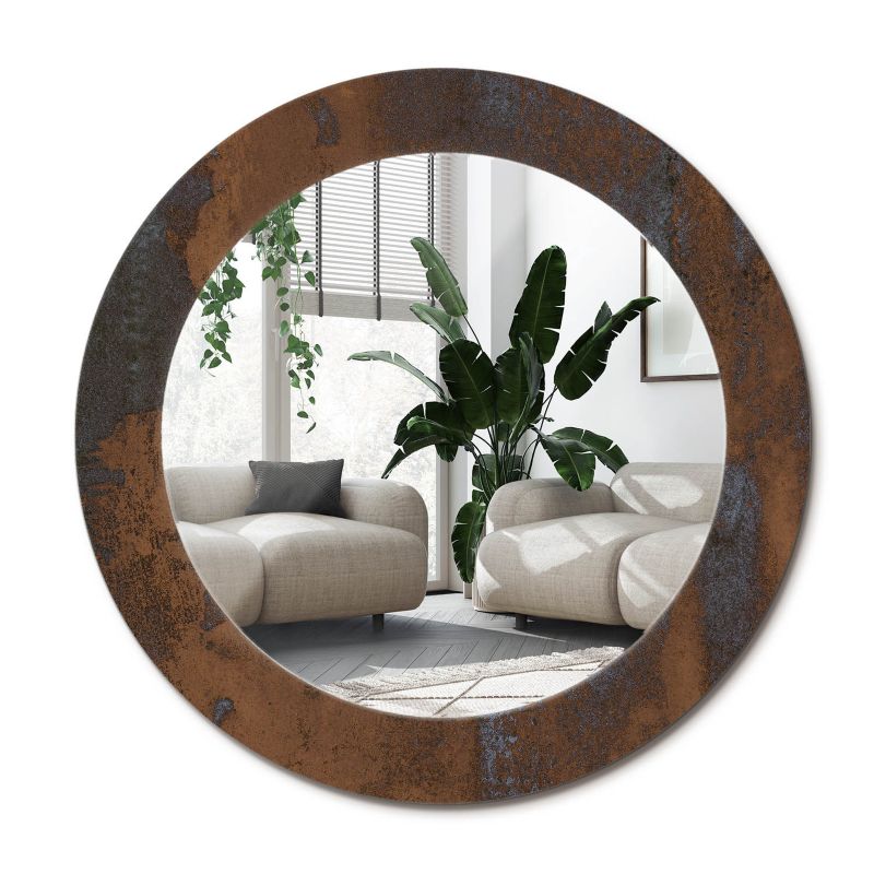 Lustro ścienne z ozdobnym szklanym obramowaniem Wallfluent fi50 cm Metaliczny rustykalny 1 szt.