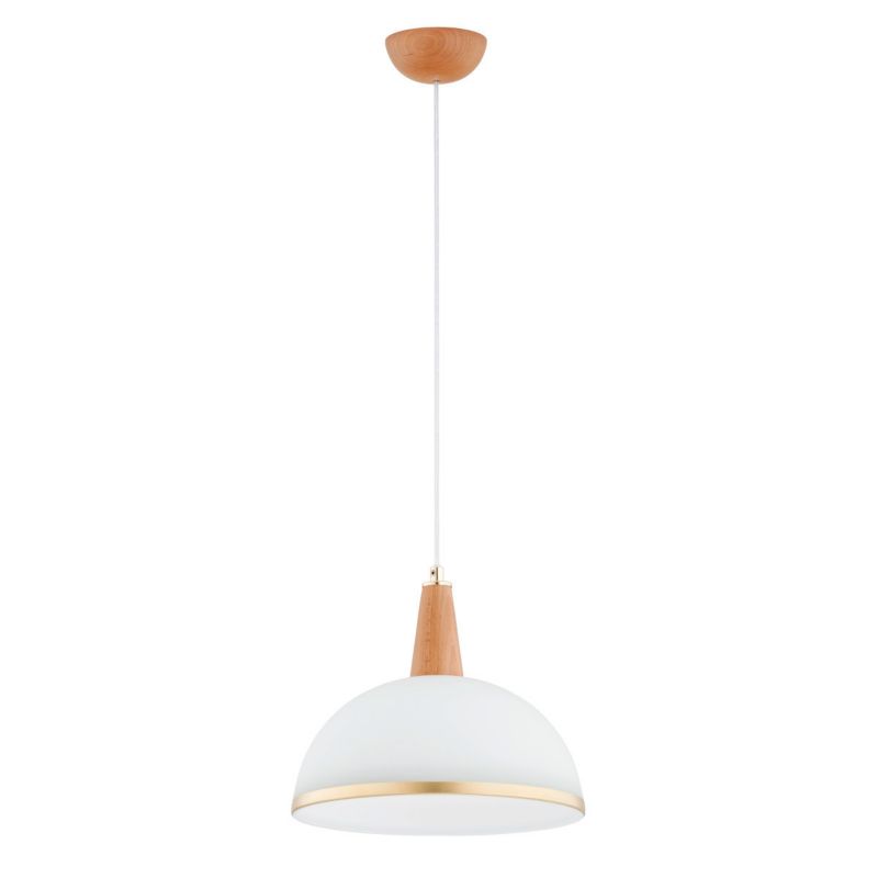 Lampa wisząca Alfa Reyno 3867 jasne drewno-biała-złota do kuchni 1xE27 x 15W 1 szt.