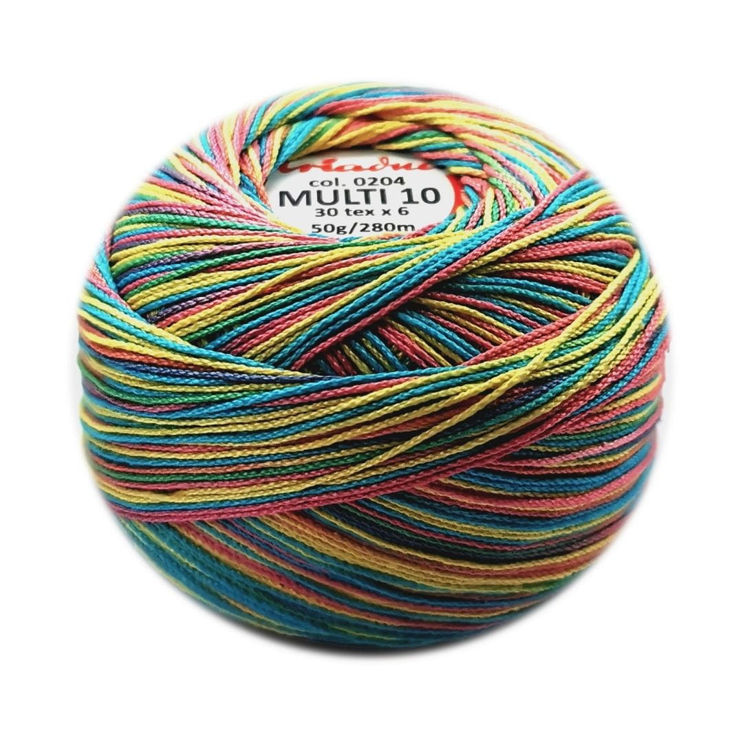 Kordonek Ariadna Multi 10 kol. 204 różowo-niebiesko-żółty
