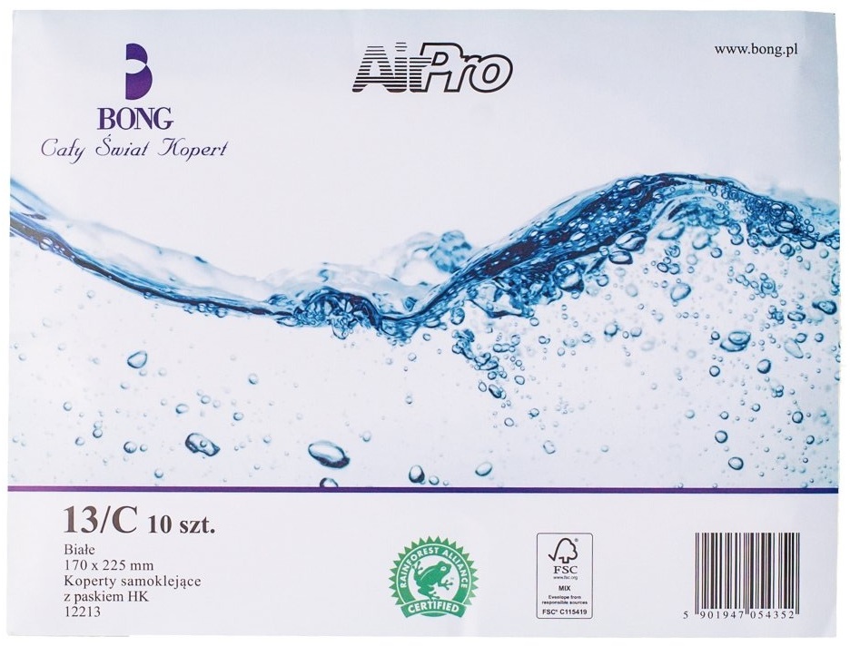 Koperta bąbelkowa Bong AirPro, C13, 170x225mm, 10 sztuk, biały