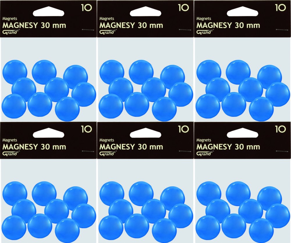 6x Magnesy Grand, 30mm, 10 sztuk, niebieski