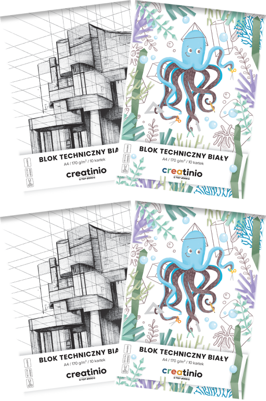 2x Blok techniczny TOP 2000 Creatino, A4, 10 kartek, biały
