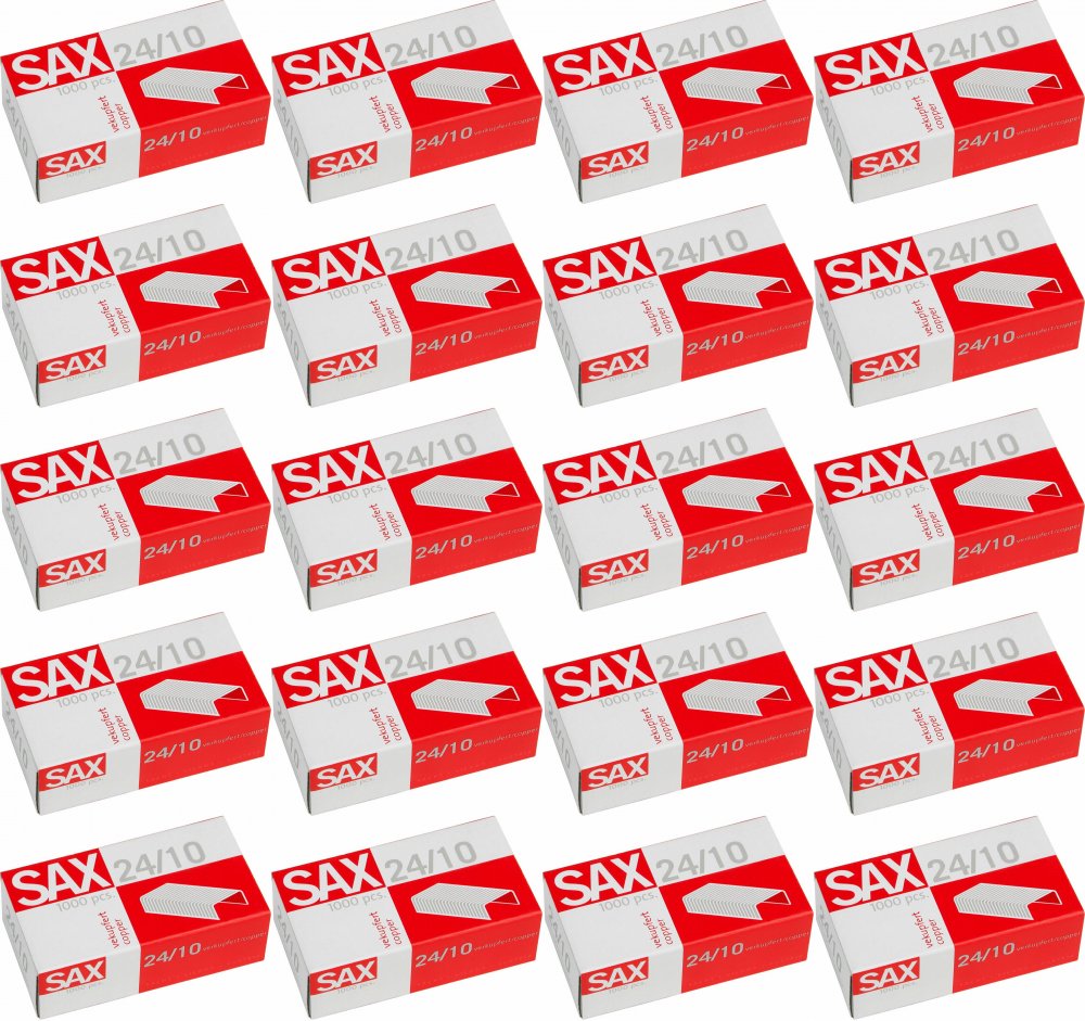 20x Zszywki miedziane Sax, 24/10, 1000 sztuk, miedziany