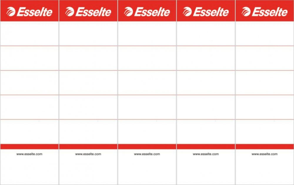 5x Etykiety do segregatorów Esselte, wsuwane, 50x158mm, 10 sztuk, biały