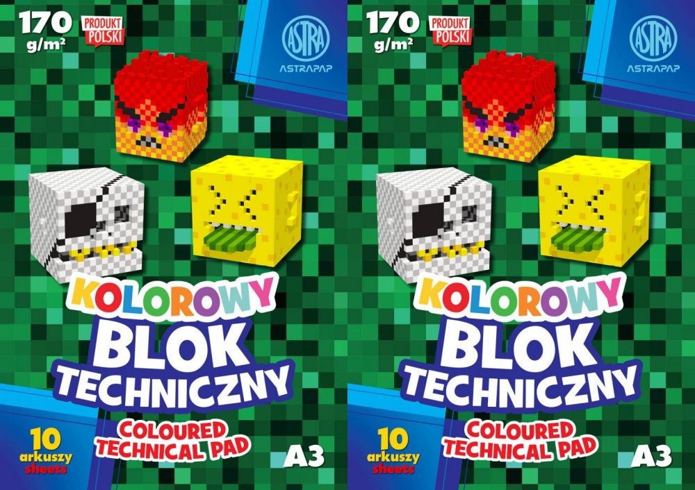 2x Blok techniczny Astra Astrapap, A3, 10 kartek, kolorowy