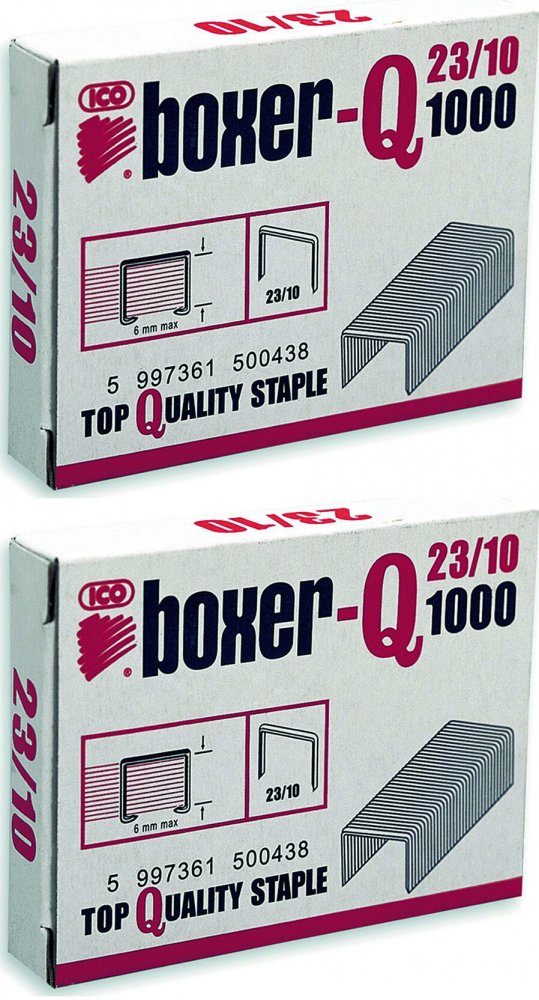 2x Zszywki Ico Boxer, 23/10, 1000 sztuk, srebrny
