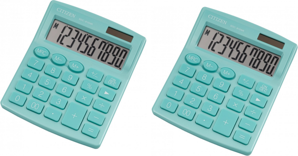 2x Kalkulator biurowy Citizen SDC-810NR, 10 cyfr, zielony