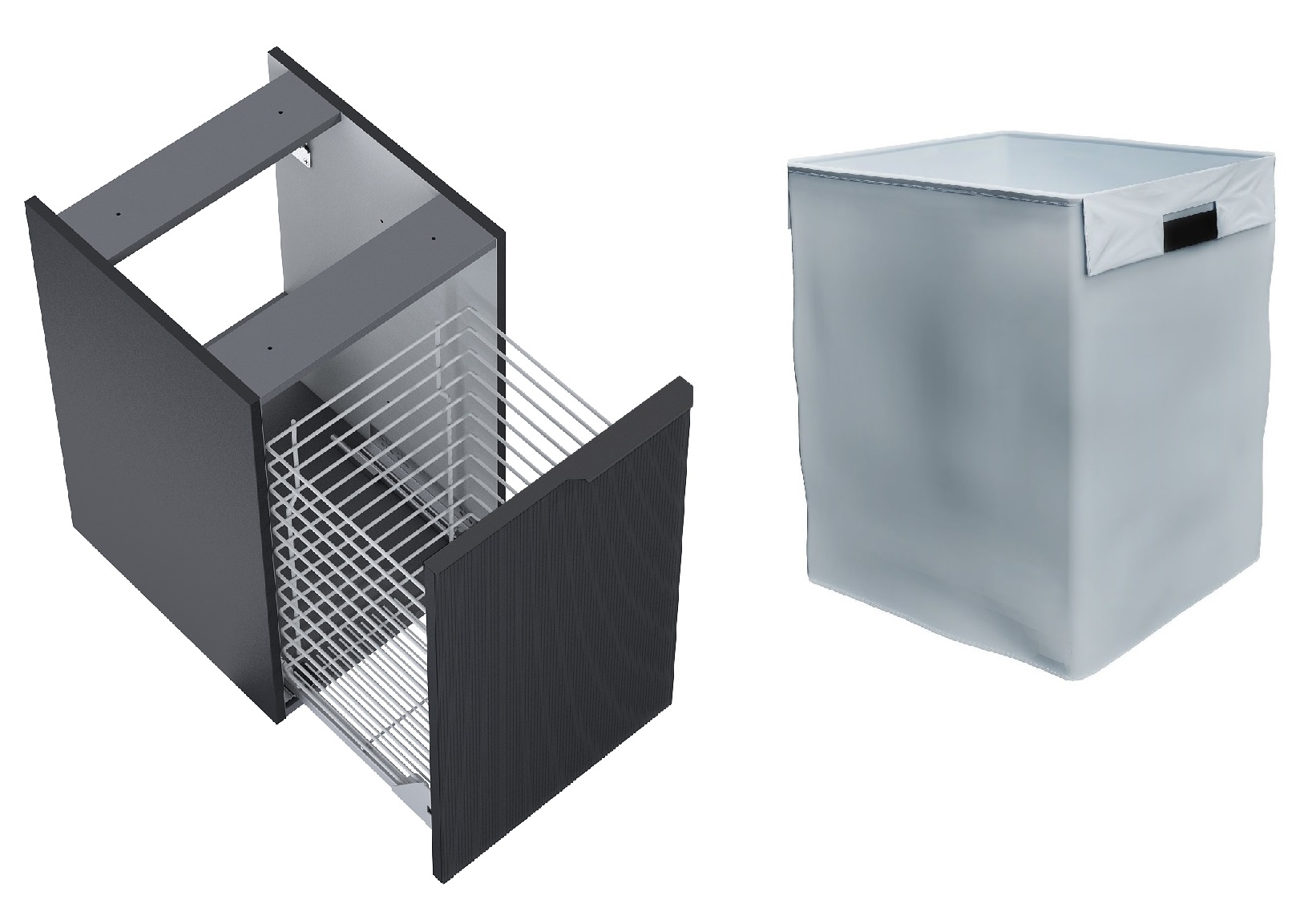 Zestaw Elita Soho szafka 40x52,4x63,5 cm boczna wisząca z wkładem do kosza czarna (RE080402047160, RE199488000010)