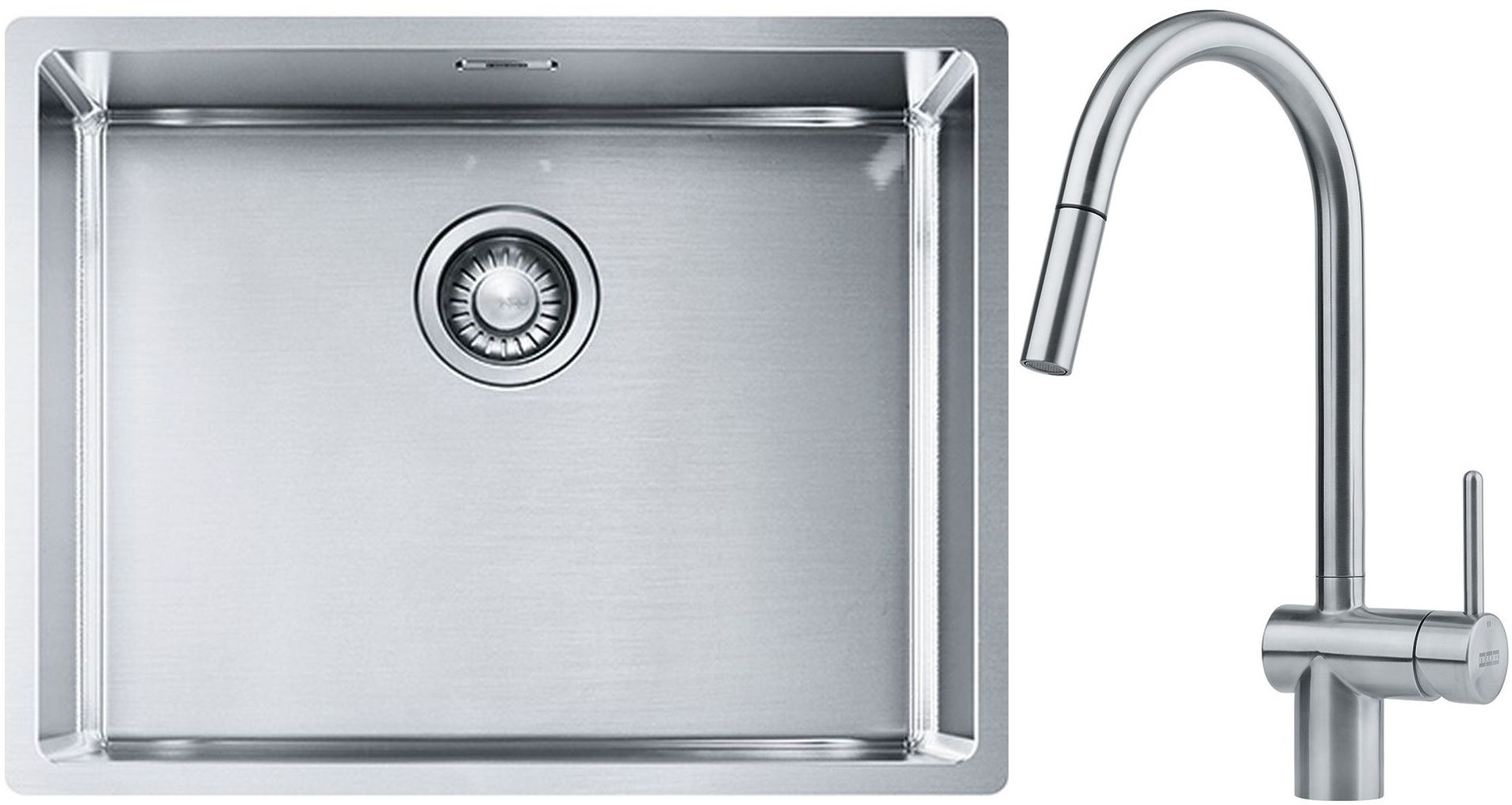 Franke Box BXX 110-54/ BXX 210-54 zlewozmywak 58x45 cm stalowy z baterią kuchenną Leda Neo stal szlachetna (1270453660, 1150590047)