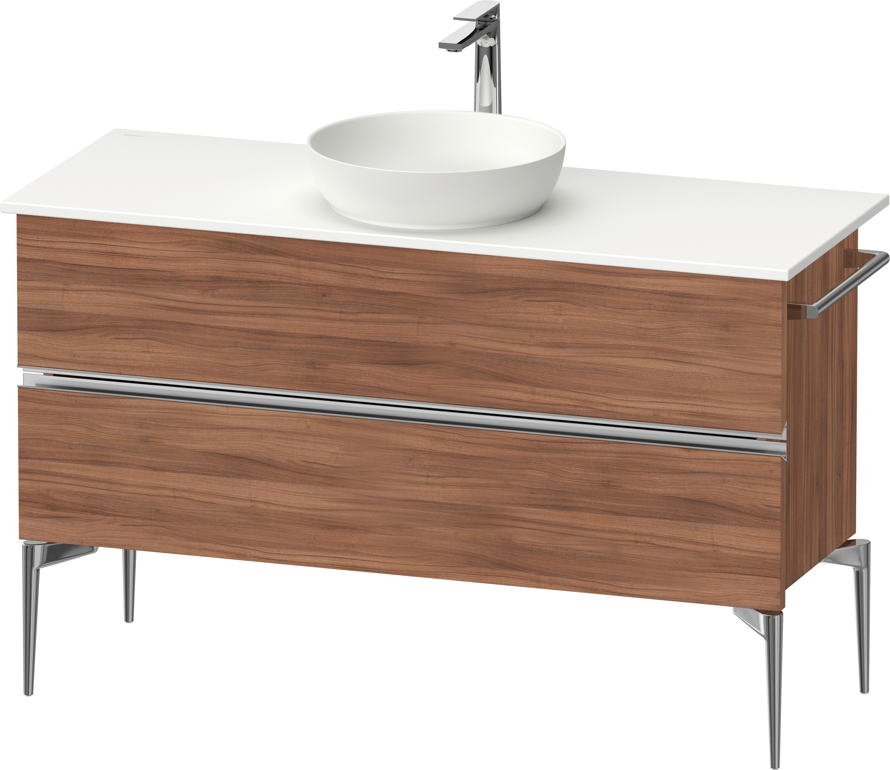 Duravit Sivida szafka 124,5x47,5x54,8 cm podumywalkowa wisząca orzech-chrom SV4660010790000