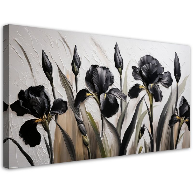 Obraz na płótnie Feeby Czarne Irysy Kwiaty Abstrakcja 120x60cm 1szt